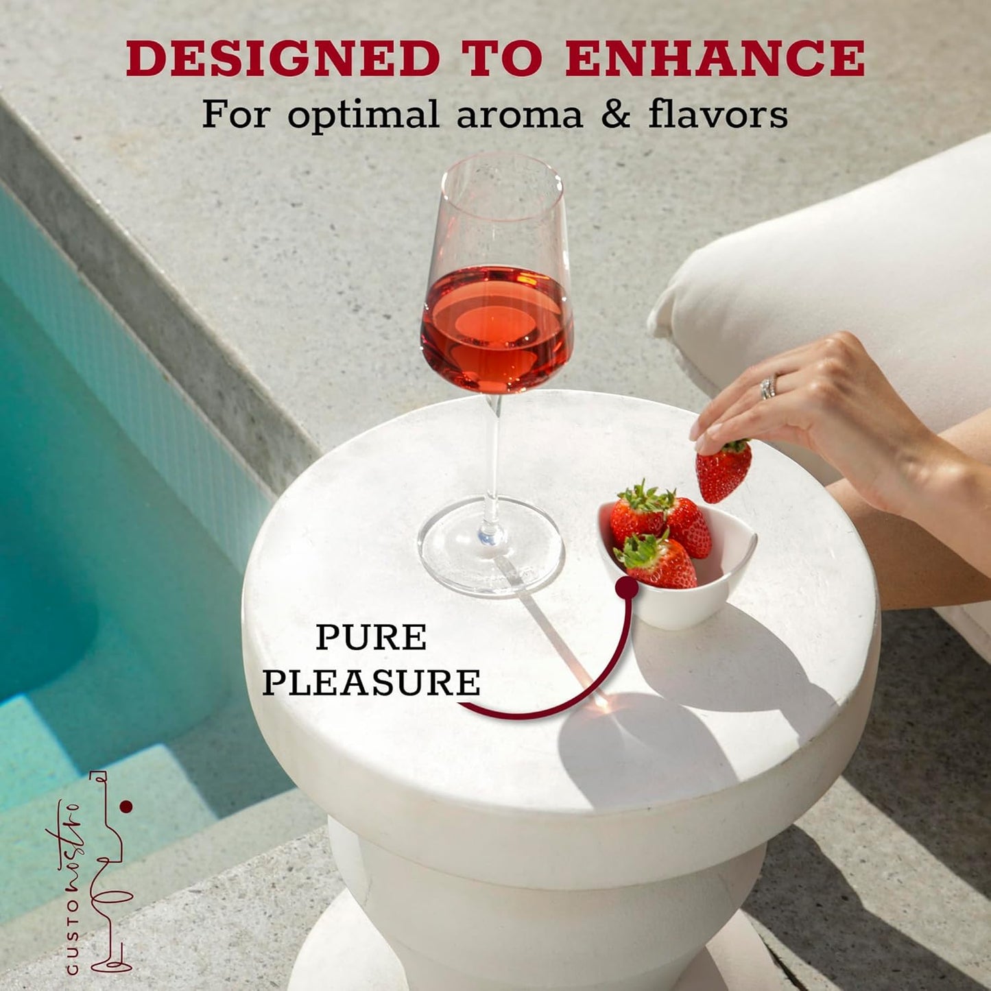 Gusto Nostro Crystal Wine Glasses Set of 4, 13.5 Oz Long Stem Modern Wine Glasses for White and Red Wine, Dishwasher Safe, Fancy, Elegant, Large and Tall Wine Glass for Wedding Christmas Anniversary