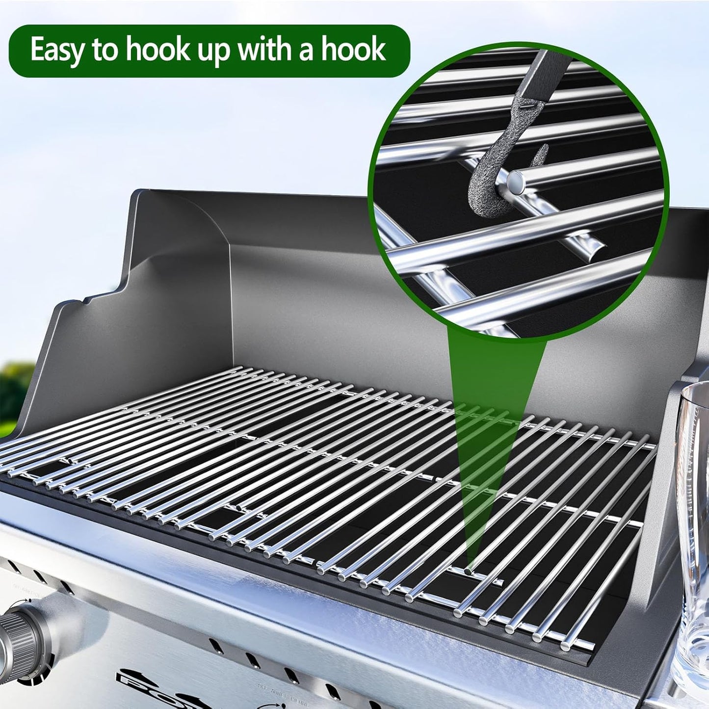 15" Stainless Steel Cooking Grate for Weber Spirit 200 Series, Spirit E/S 200 & 210 with Side Control Panel, Spirit 500, Genesis Silver A, Grill Grate Replacement for Weber 7522 7523 7521 65904 65905