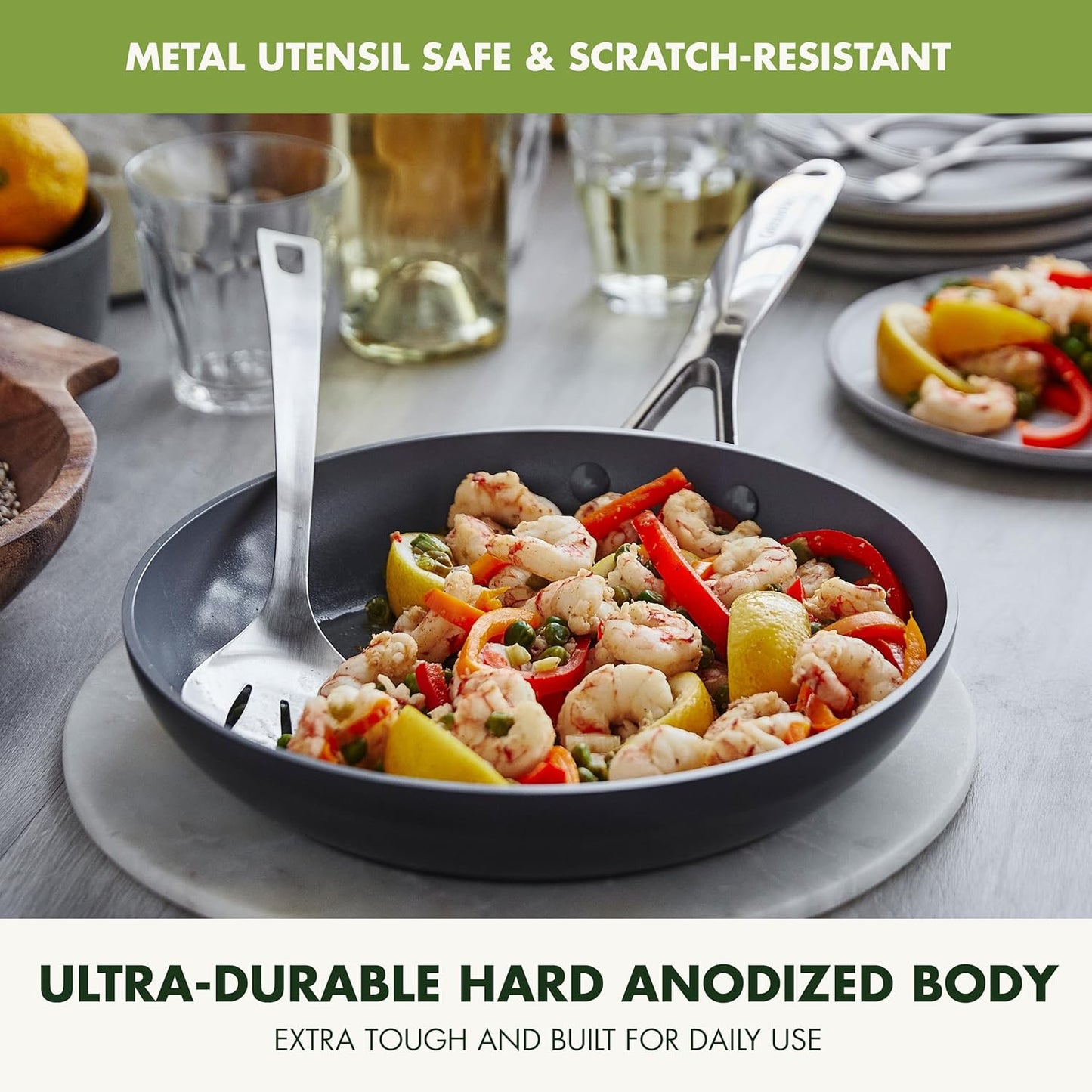 GreenPan 11" Valencia Pro Ceramic Nonstick Frying Pan Skillet, Hard Anodized PFAS-Free Cookware, Induction Ready, Compatible on All Cooktops, Dishwasher & Oven Safe, Stainless Steel Handle, Gray