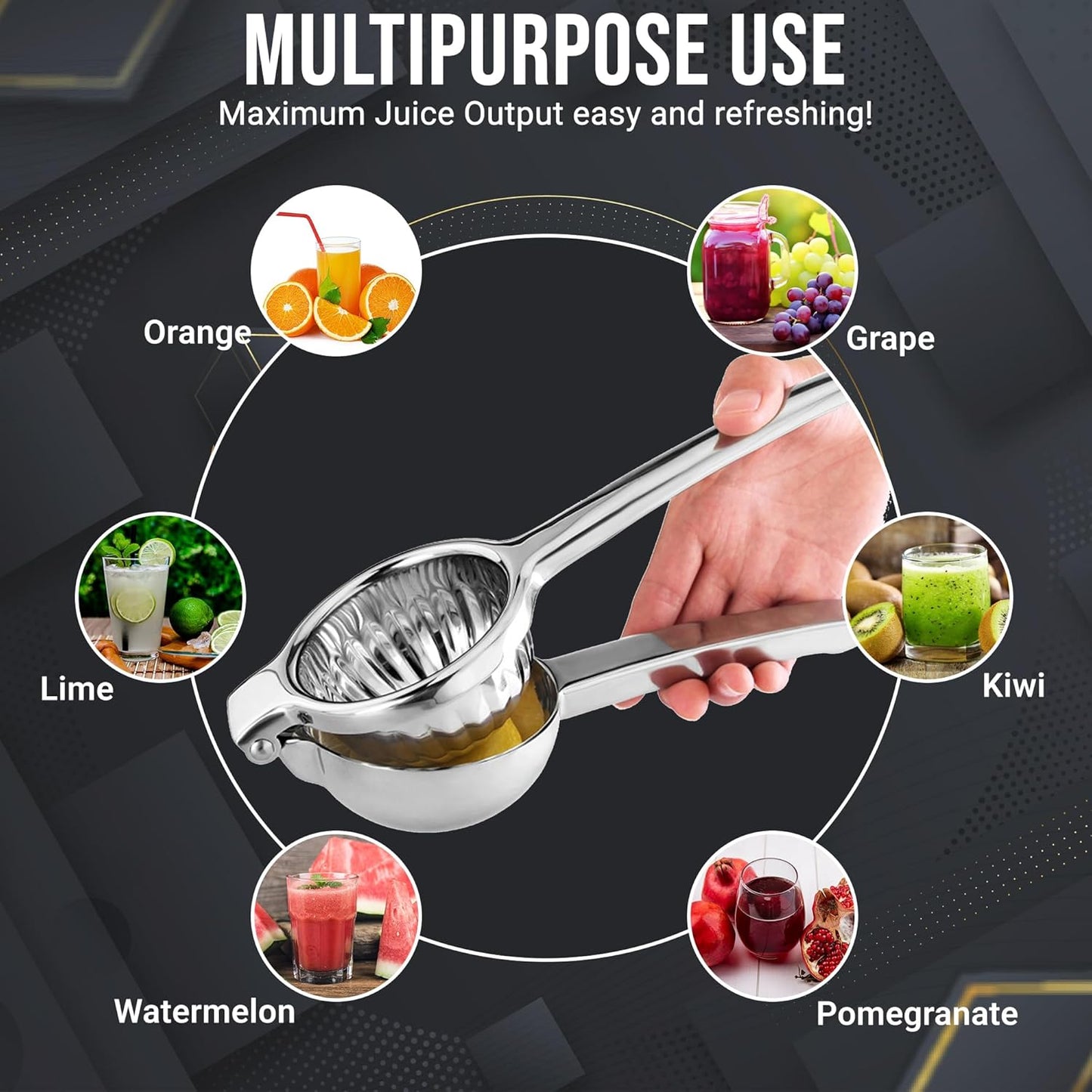 Handheld Lemon Squeezer Stainless Steel โ Heavy Duty Manual Citrus Juicer for Lemon, Lime & Small Oranges โ Rustproof Lemon Lime Squeezer Stainless Steel with Polished Finish & Ergonomic Grip