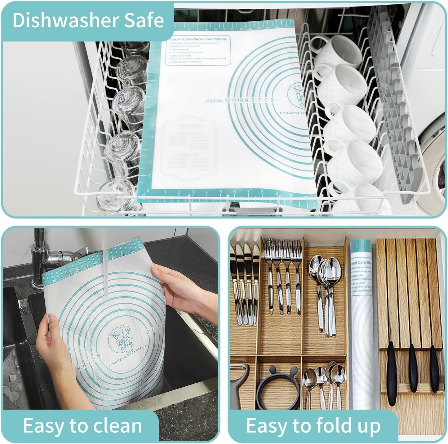 Non-Stick Silicone Pastry Mat, Thick Silicone Baking Mat - Dough Mat for Rolling, Silicone Mat for Baking Cookies Macarons Bread, Extra Large 26 x 16 Inch