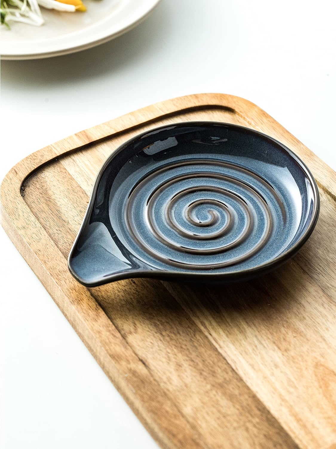 Spoon Holder, Cooking Spoon Rest for Stove Top Utensil Rest for Spoons, Ladles, Tongs, Spatula, Large Spoon Holder with Handle for Easy Grip Framhouse Decor Cute Kitchen Gadget, Gray and Blue