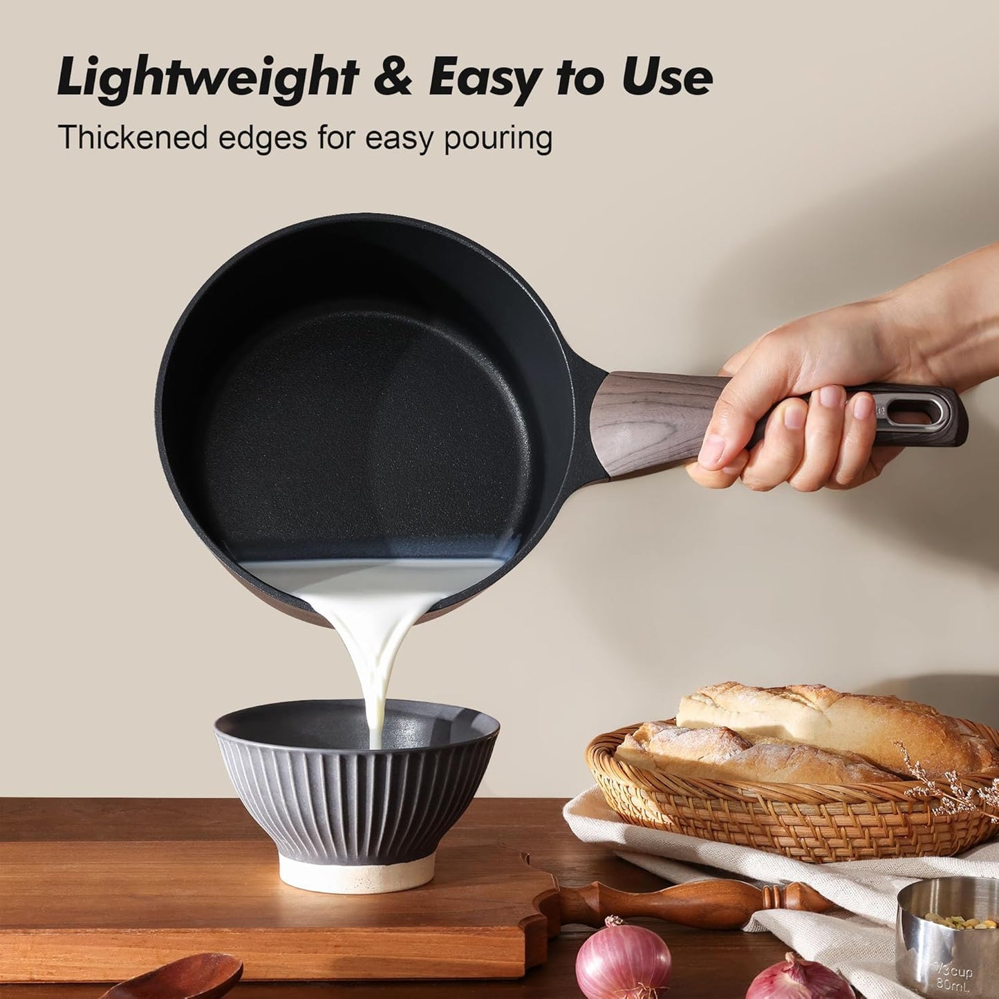 SENSARTE Nonstick Sauce Pan with Lid, 1.5 Quart Small Saucepan, Multipurpose Cooking Pot with Stay Cool Handle, Non toxic Kitchen Sauce Pot, Non stick Saucier Pan, Induction Comptable, PFOA Free