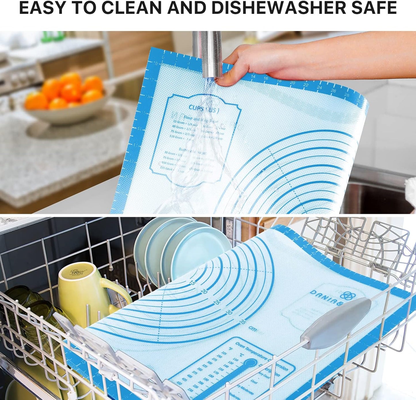 Silicone Pastry Mat,28" x 20" Nonstick Large Durable Silicone Sheet Mat with Measurement Non-slip Dough Rolling Mat for Pie Crust, Pizza, Cookies