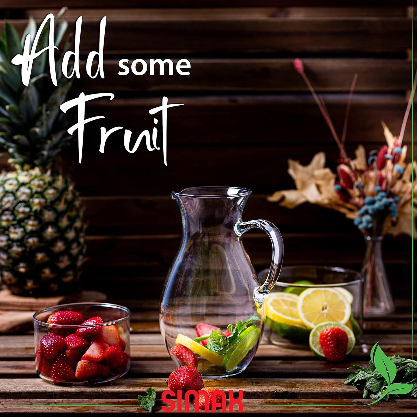 Simax Glass Pitcher With Spout, SMALL 1 Quart Borosilicate Glass Pitchers With Handle, Glass Water Pitcher Glass, Cocktail Pitcher, Margarita Pitcher, Sangria Pitchers, Beverage Pitchers