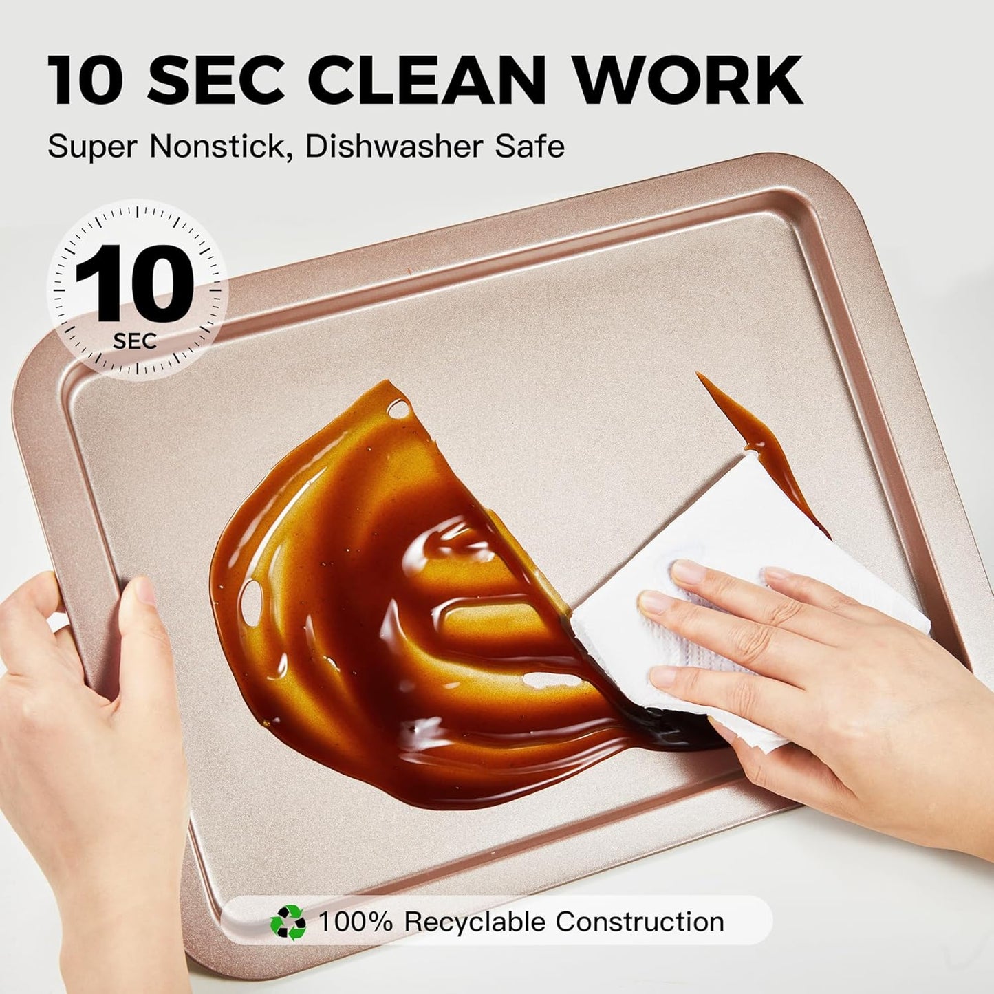 HONGBAKE Cookie Sheets, Baking Sheet Set, Nonstick Oven Pan with Wider Grips, 3 Pack Half/Jelly Roll/Quarter Baking Tray, Premium & Dishwasher Safe