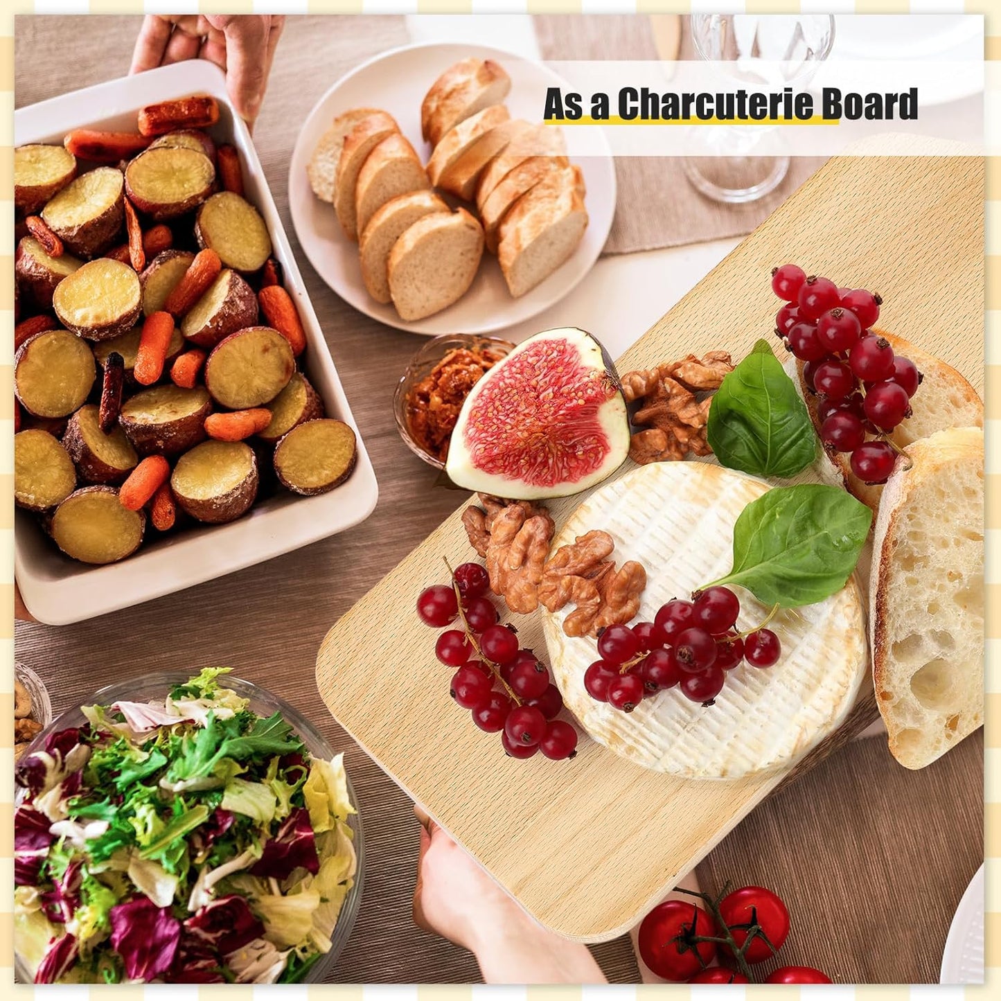 Lounsweer 6 Pcs Thicken Cutting Board Bulk Wood Board for Chopping Serving Charcuterie Material for Laser Engraving Mother' Day Wedding Housewarming Gift