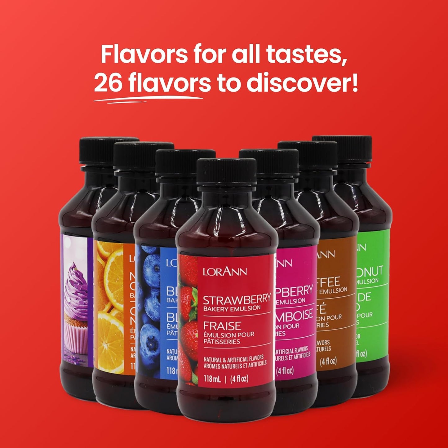 LorAnn Oils Strawberry Bakery Emulsion: True Essence, Ideal for Boosting Fruit Tones in Cakes, Cookies & Desserts, Gluten-Free, Keto-Friendly, Extract Substitute Essential for Your Kitchen, 4 Oz