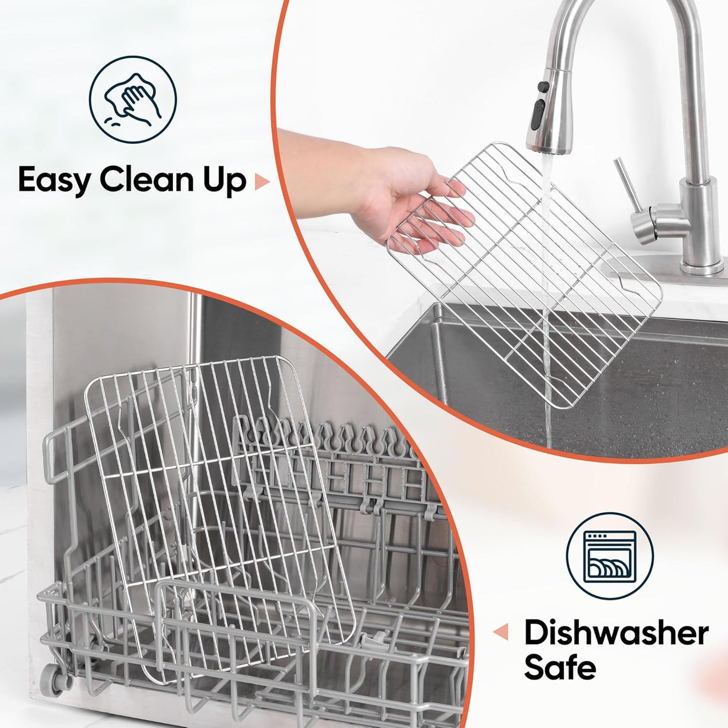 2 Pack Small Baking Cooling Racks, Homikit 9.7 * 7.5 Inch Stainless Steel Wire Rack for Cooking Roasting Grilling, Fit for Toaster Oven Pan, Non-toxic & Heavy-Duty