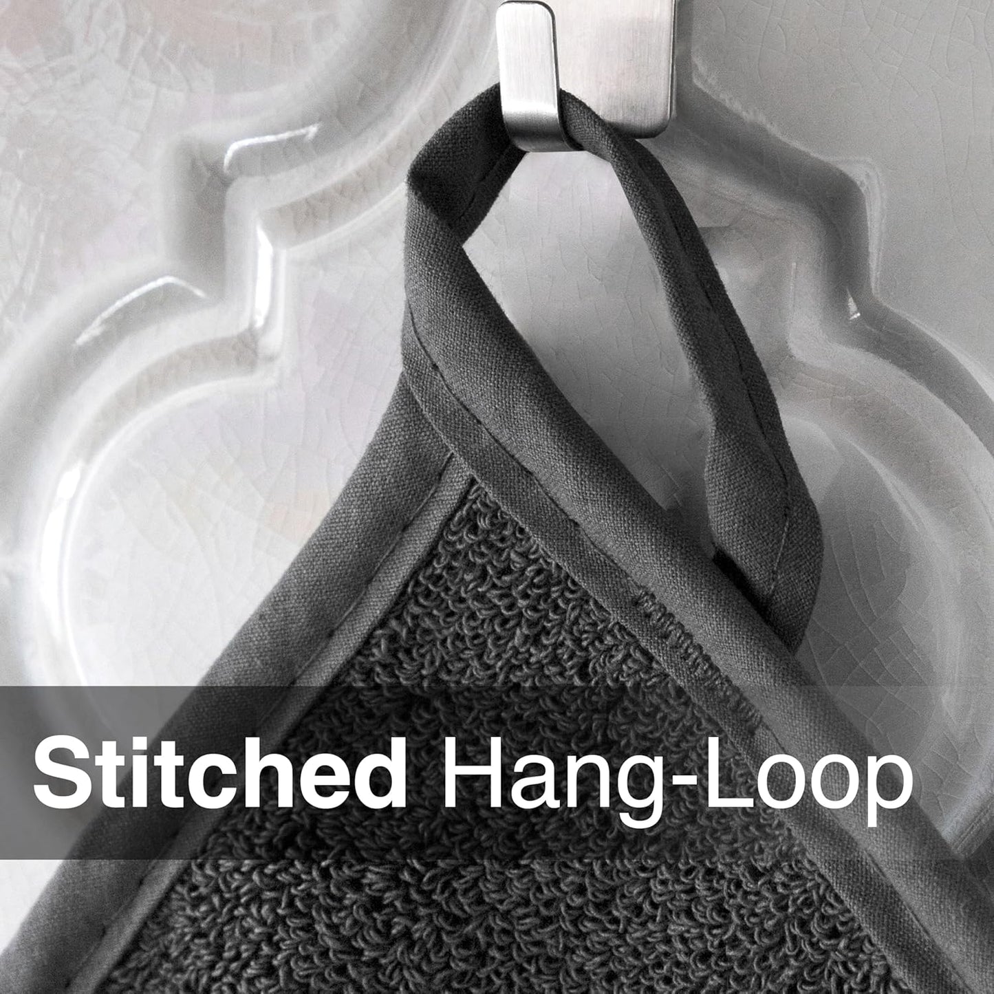 RITZ Terry Potholder & Hot Pad: Unparalleled Heat Resistant, Durable 100% Cotton – Ergonomically Designed for Optimal Grip – Easy-Care Machine Washable – 2-Pack, Graphite