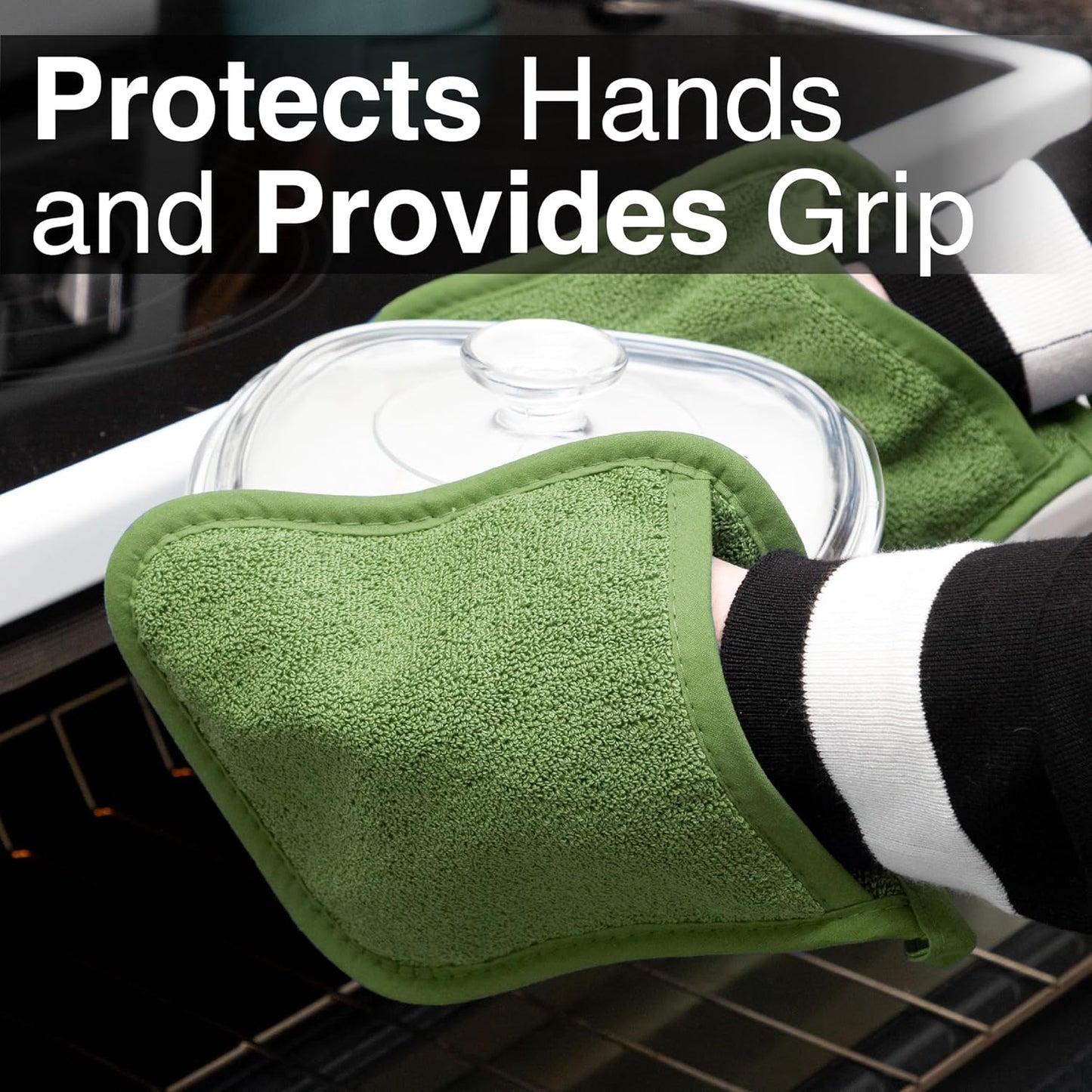 RITZ Terry Pocket Mitt & Hot Pad: Unparalleled Heat Resistant, Durable 100% Cotton – Ergonomically Designed for Optimal Grip – Easy-Care Machine Washable – 2-Pack, Cactus