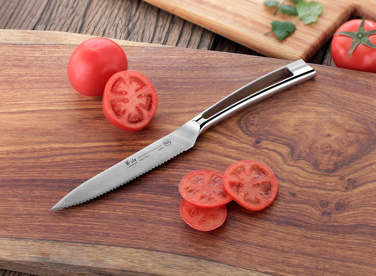 Cangshan N1 Series 1022605 German Steel Forged 5-Piece Starter Knife Block Set, Walnut