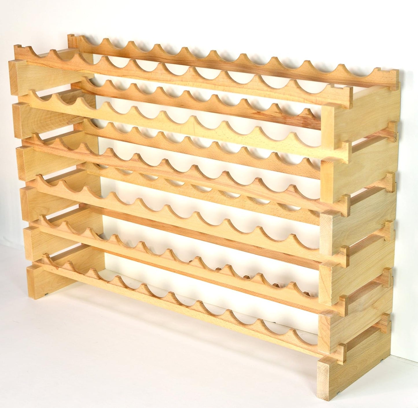 sfDisplay.com,LLC. Modular Wine Rack Beechwood 40-120 Bottle Capacity 10 Bottles Across up to 12 Rows Newest Improved Model (60 Bottles - 6 Rows)
