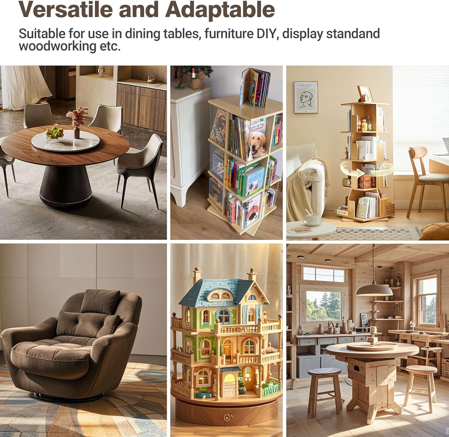 18 Inch Lazy Susan Bearing Aluminum Alloy Rotating Turntable, Non - Slip Mute Metal Bearing Swivel Plate Hardware for Dining and Workbench,660 Pounds Capacity