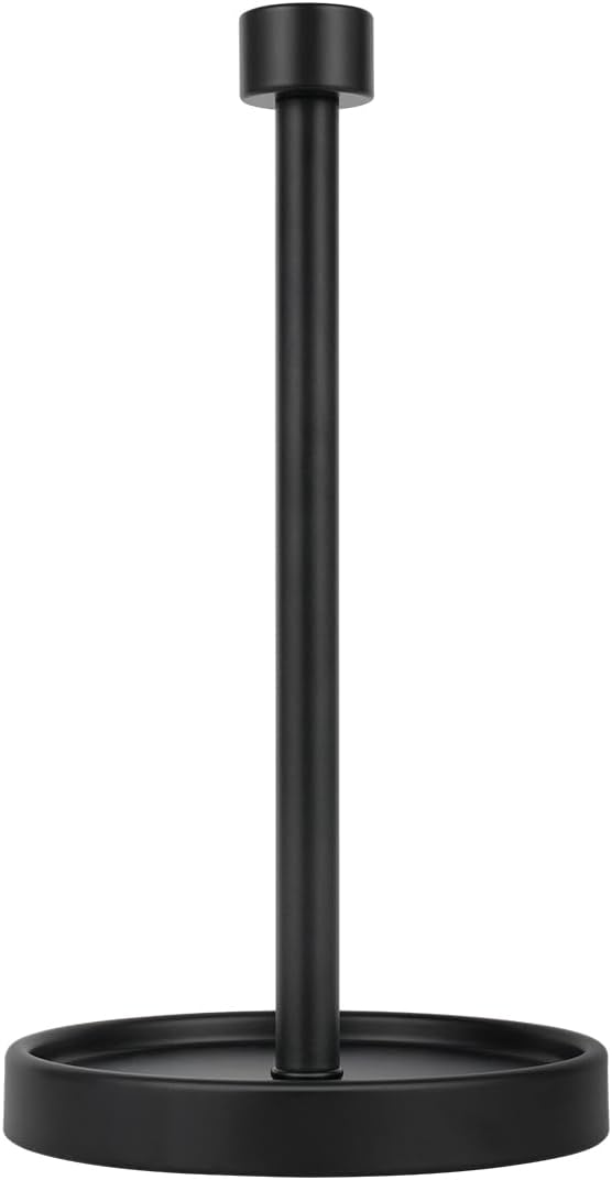 Ivilon Countertop Paper Towel Holder - Modern End Cap Minimalist Design - Fits All Paper Towel Roll Sizes - Color Black