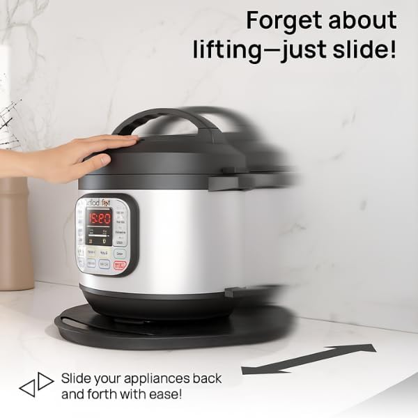 Ibyx Elegant Round Sliding Tray for Your Pressure Cooker, Air Fryer & Heavy Kitchen Appliances - Sturdy, Slides Easily from Under The Cabinet (Natural, 16”)