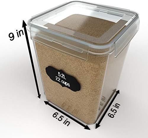 Simply Gourmet Airtight Flour and Sugar Containers with Lids – 3 Piece Kitchen Pantry Organization Set, BPA-Free Clear Plastic, Stackable Canisters for Baking Ingredients, Rice, Snacks, Cereal