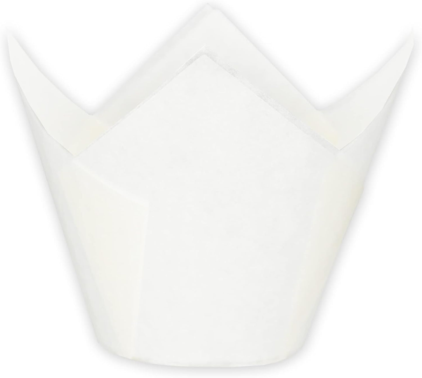 Jumbo Extra Large size White Tulip Baking Cups 2-1/4"(Base diameter) x 3-3/4"(Wall height) Greaseproof paper baking cupcake Muffin liners, Case of 130 pcs