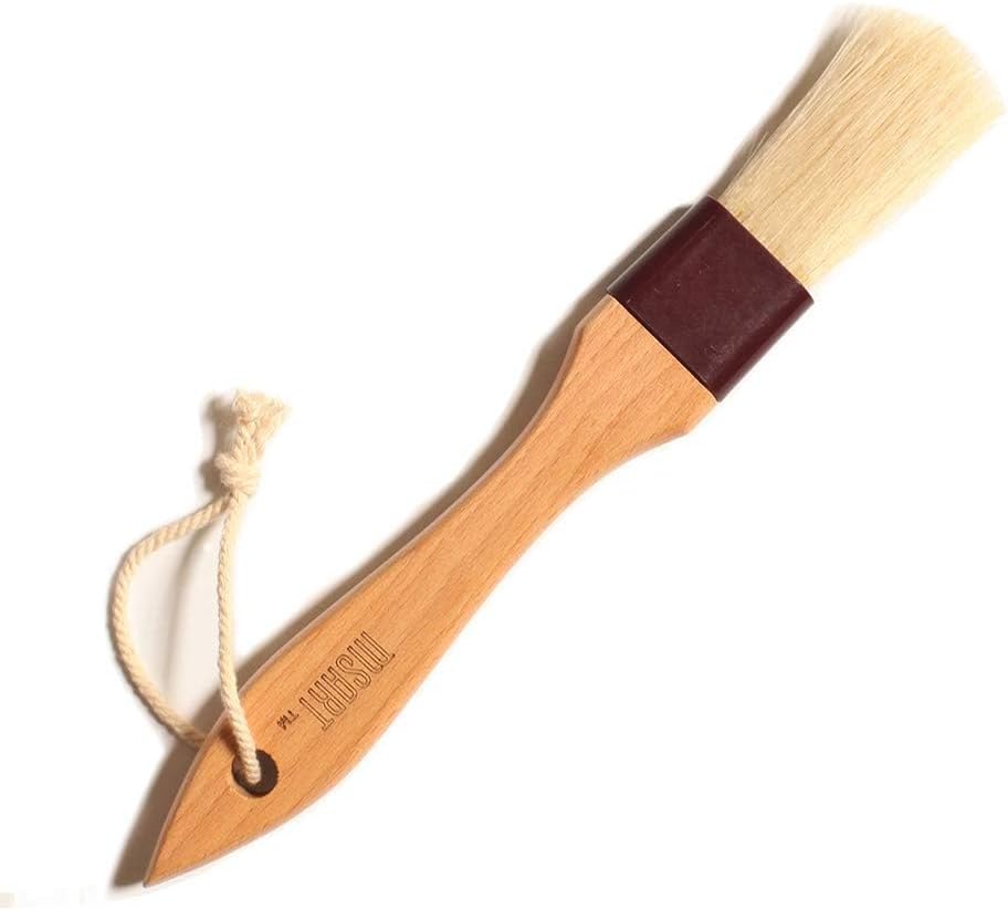 Pastry Brush Natural Bristle Wooden, MSART Basting/Food Brush, with Beech Wood Handle and Rope Hook, Great for Butter, Cookies, Oil, Bread, Frosting. Easy to Clean (1 inch)