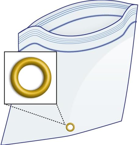 GPI - 3.5" x 6" Reclosable Zip Bags with Bottom Hang-hole & Pre-inserted 12" Twist-tie. 4 Mil Heavy-duty Resealable Zipper Baggy with Grommet/Metal Eyelet for Hanging (Insert Size 3x4.5) 100 Pack