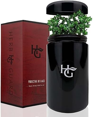 Herb Guard - 2 Oz Airtight Container & Smell Proof Jar (1 Liter) Humidity Pack Keeps Herbs Fresh for Months [3 Pack]