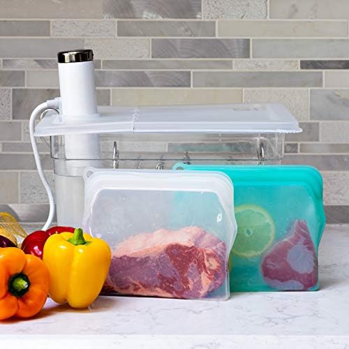 2-XL 100% Silicone Reusable Storage Bags - Freezer, Eco-Friendly, Food-Grade, Leak-Proof Zipper - For Food Storage (Two-1/2 Gal / 8 Cups)