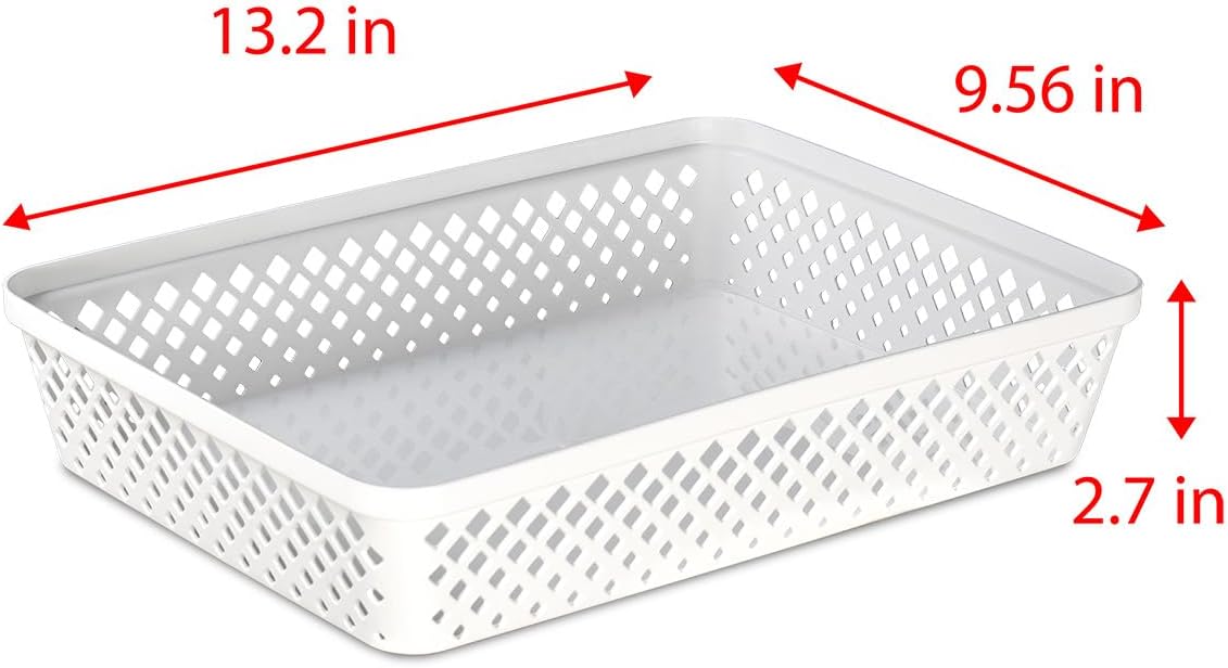 Glad Plastic Storage Basket Set - Multipurpose Drawer Trays, Kitchen Pantry Containers, and Bathroom Bins - 3 Pack Large Organizers, White