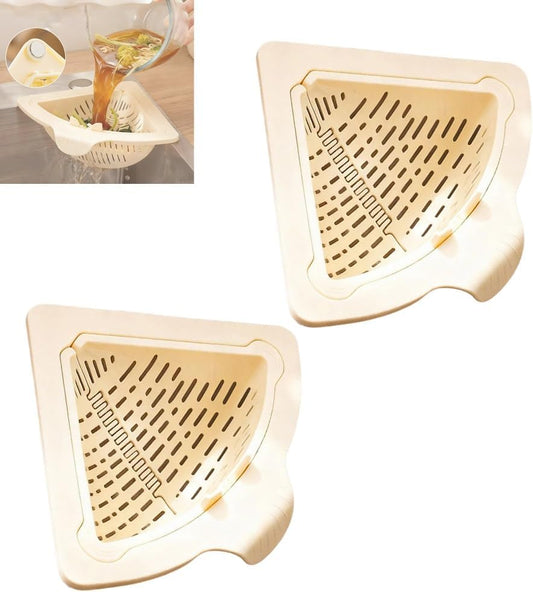 Magnetic Drainage & Filter Basket, Punch-Free Triangular Sink Strainer with Twist-Open Bottom, Strong Magnetic Fixation, Corner Kitchen Organizer for Washing Fruits & Vegetables(2pcs Color c)