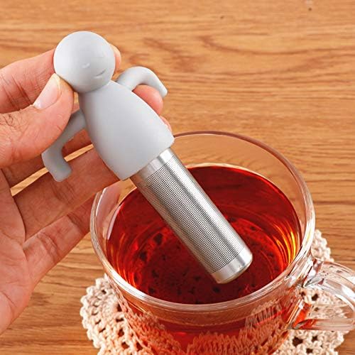 2 Pack Tea Infuser for Loose Tea Extra Fine Mesh Tea Steeper Stainless Steel Tea Strainer with Silicone Handle Cute Tea Ball for Cup Mug, Grey and Yellow