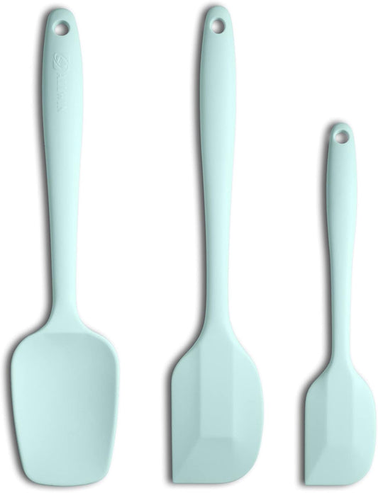 Silicone Spatula 3-piece Set, Ergonomic Handle High Heat-Resistant Spatulas, Non-stick Rubber Spatulas with Stainless Steel Core, Macaron Navy