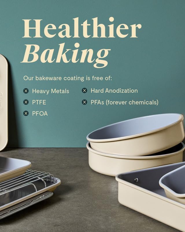 Caraway Non-Stick Ceramic 9” Circle Pan - Naturally Slick Ceramic Coating - Non-Toxic, PTFE & PFOA Free - Perfect for Birthday Cakes, Tartes, & More - Gray