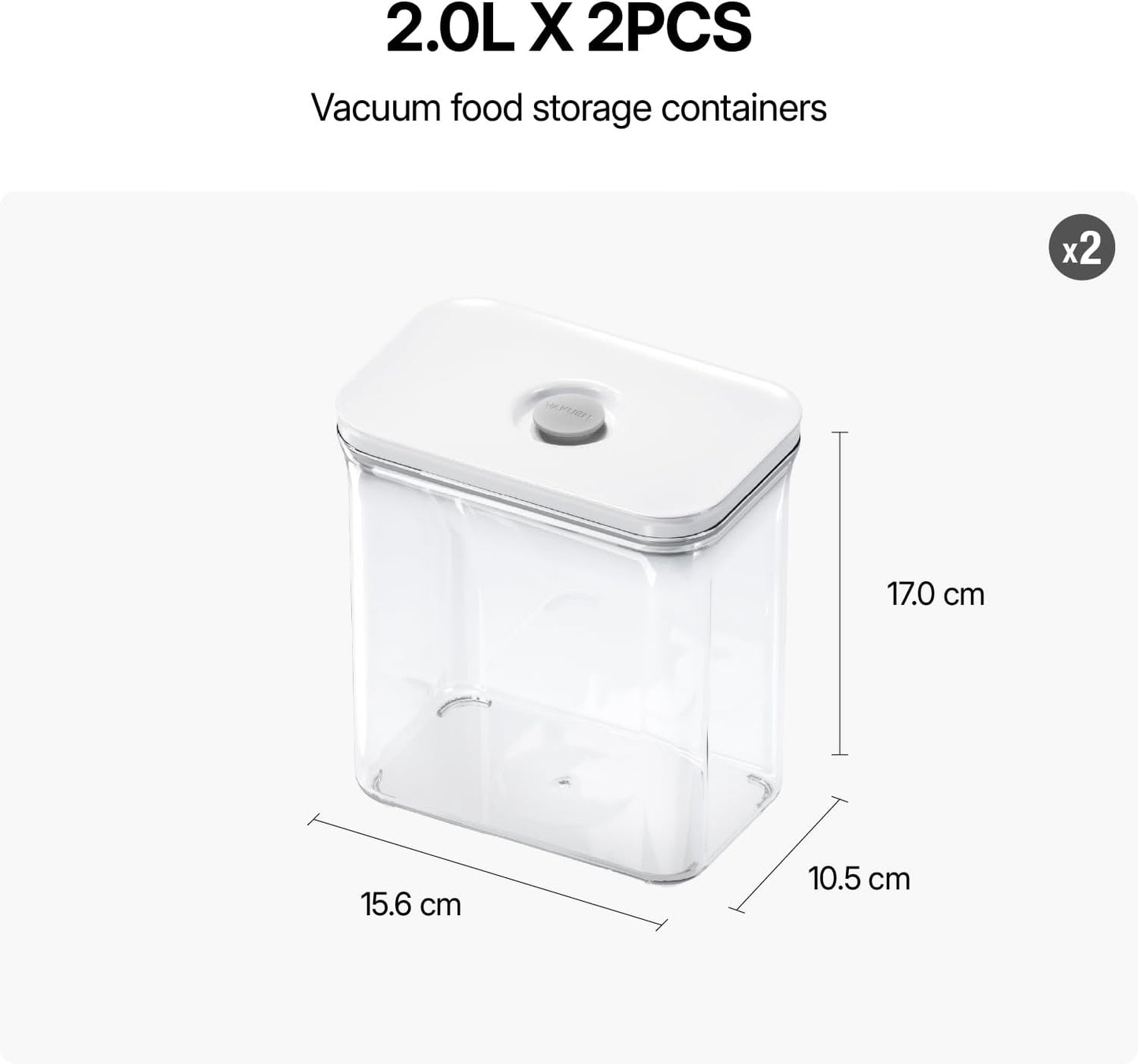 Premium Airtight Food Storage Containers, Rectangular 2PC-SET(2.11qt), Smart One-Click Seal Lid, 100% Leak Proof, Keep Food Fresh Longer, BPA-FREE, Dishwasher/Freezer & Microwave Safe