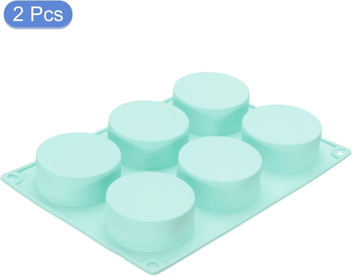 uxcell 2pcs Silicone Muffins Pan, 6 Cup Silicone Cupcake Pan Nonstick Baking Tray for Muffins, Cupcakes, Dishwasher Safe, Green