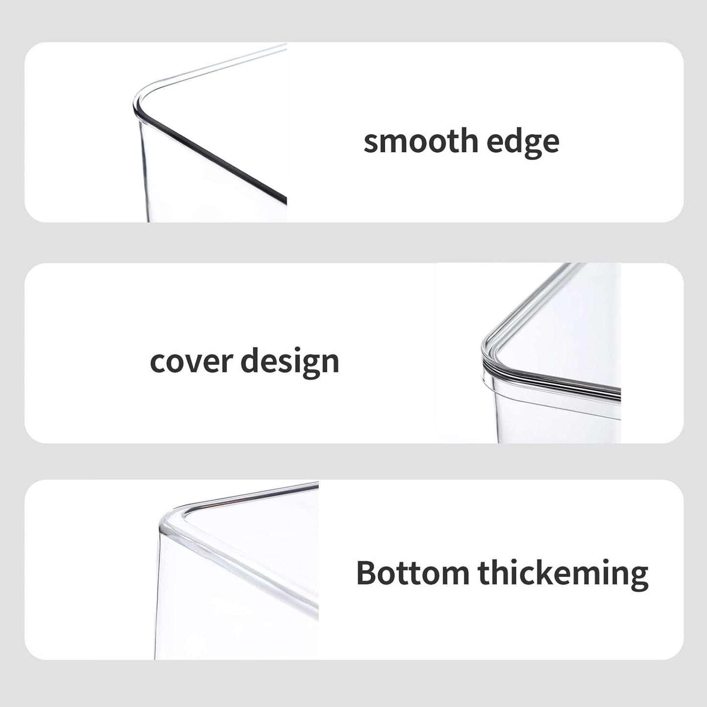 Storage Boxes, 5 Packs Transparent Food Organizer, Stackable Lidded Storage Bins (3 XL + 2M)