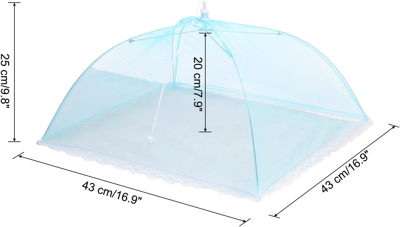 uxcell 3 Pcs Large and Tall Food Covers 17" Mesh Food Covers for Outdoors Collapsible Food Protector Covers Tent for Parties Outdoor Picnics BBQs, Blue