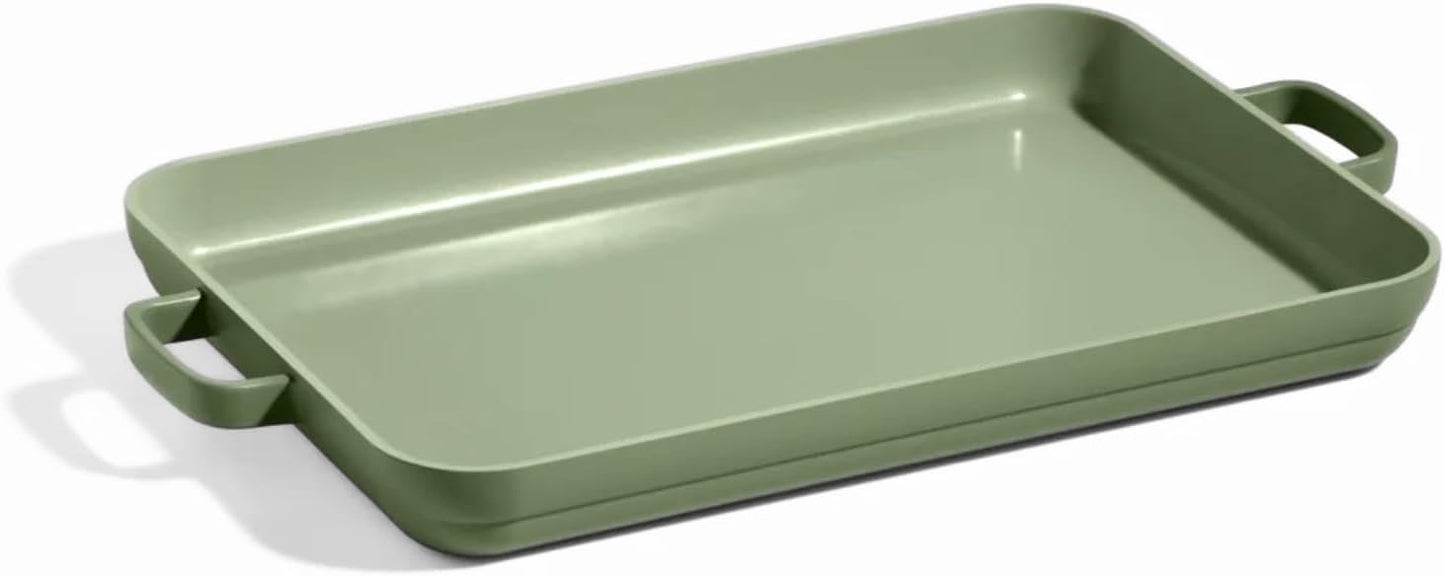 Our Place Griddle Pan - Versatile Nonstick Ceramic Sheet Pan & Stovetop Griddle | Toxin-Free, Dual-Use, with Ergonomic Handles | 5 Qt Capacity, Oven Safe up to 450°F | Sage