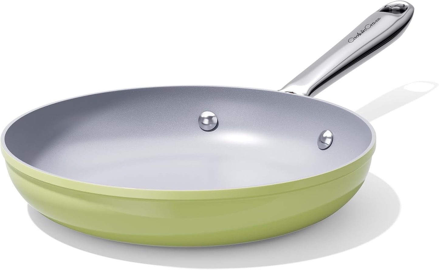 Nonstick Ceramic Frying Pan 10" Non Toxic Cooking Skillet for Eggs Pancakes & Stir Fry Even Heat Distribution PTFE/PFOA/PFAS Free Oven Safe Up to 500°F All Cooktops Compatible -Avocado Green