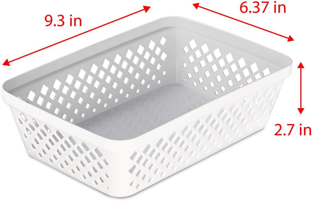Glad Plastic Storage Basket Set - Multipurpose Drawer Trays, Kitchen Pantry Containers, and Bathroom Bins - 6 Pack Medium Organizers, White