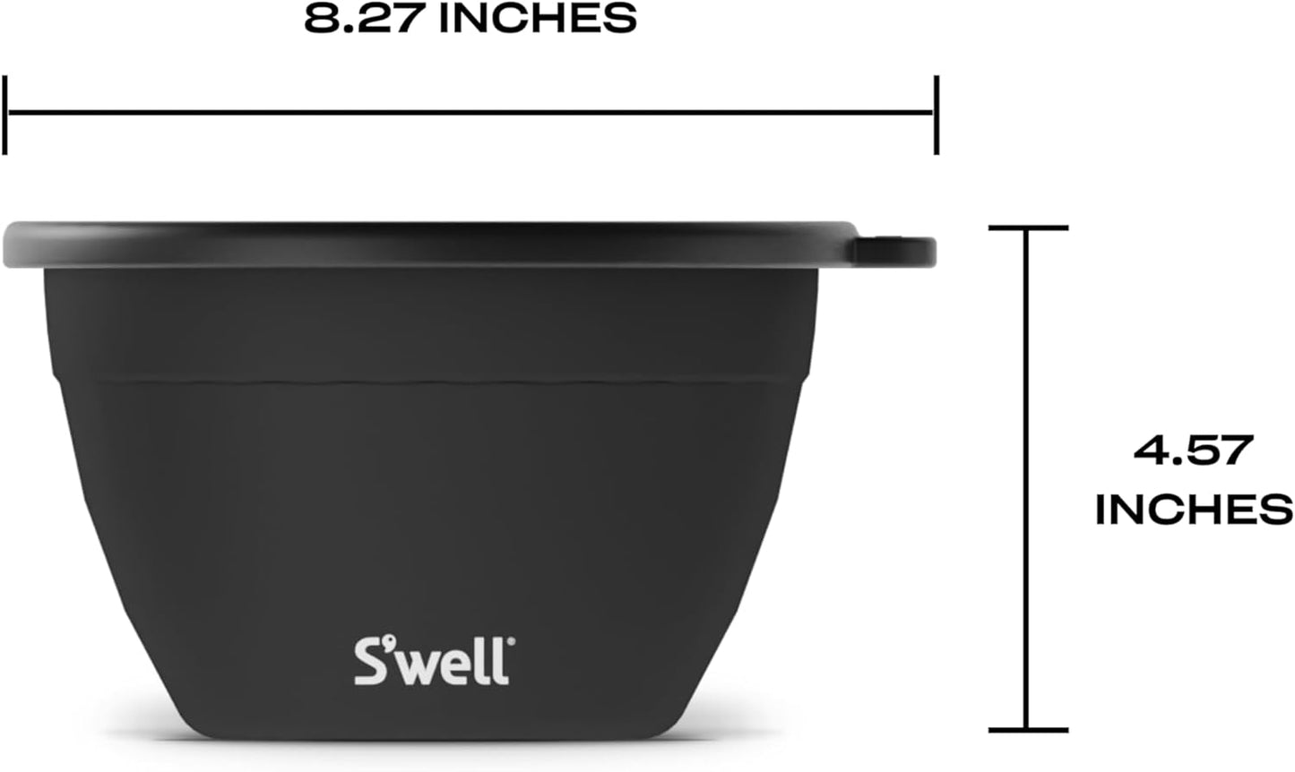 S’well Stainless Steel 64oz Salad Bowl Kit in Onyx, Comes with 2oz Condiment Container and Removable Tray for Organized Serving, Leak-Proof and Dishwasher Safe