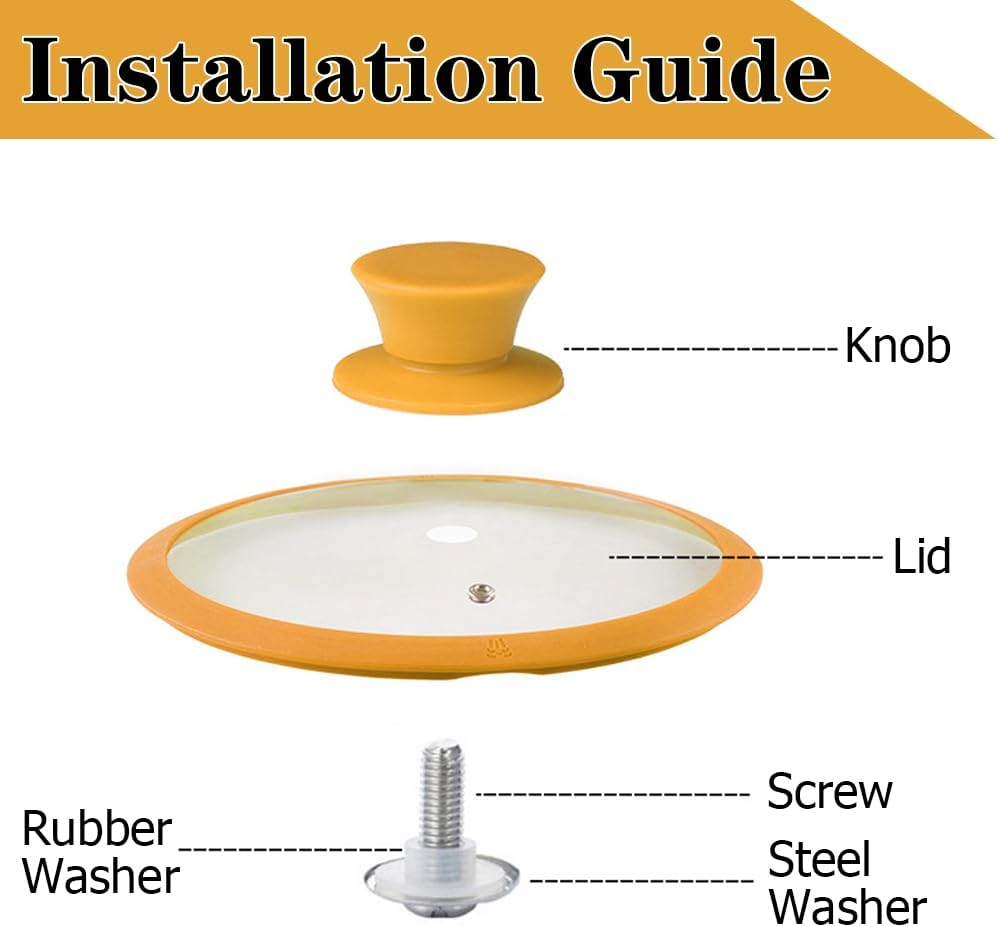 JoyTube Universal Pot Pan Lids Replacement Knob, Silicone Heat Resistant Pan Cover Holding Handles BPA Free Dishwasher Safe Fits Skillets and Kitchen Cookware (Pack of Two-Orange)