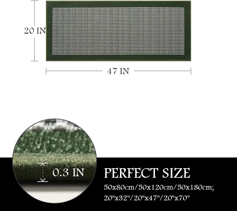 PADOOR Kitchen Mats for Floor, Kitchen Rugs Non Slip Washable, Rubber Backed Kitchen Runner Super Absorbent Kitchen Floor Mat Sink Rug, 20"x47" Green