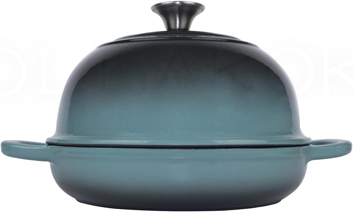 Dutch Oven for Bread Baking, Enameled Cast Iron Dutch Oven Pot with Lid, Bread Oven for Sourdough Bread Baking, Cast Iron Bread Pan, 5 qt Cyan