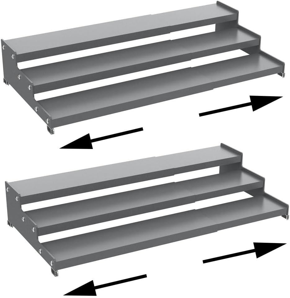 Premium Spice Rack Organizer for Countertops - 3-tier space-saving kitchen organizer for spice jars, oil bottles and utensils 2 Packs Grey (modern rust-resistant design)