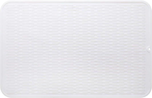 Silicone Dish Drying Mat for Multiple Usage,Easy clean,Eco-friendly,Heat-resistant Silicone Mat for Kitchen Counter or Sink,Refrigerator or Drawer Liner White 3XL 28 inches x 18 inches