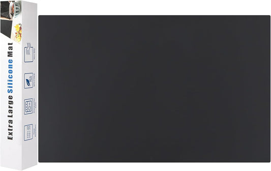 Silicone Mats for Kitchen Counter Thicker Extra Large Heat Resistant Mats Countertop Protector Liners for Bottom of Oven Air Fryer Coffee Maker, 24" x 16" x 2 mm, Black