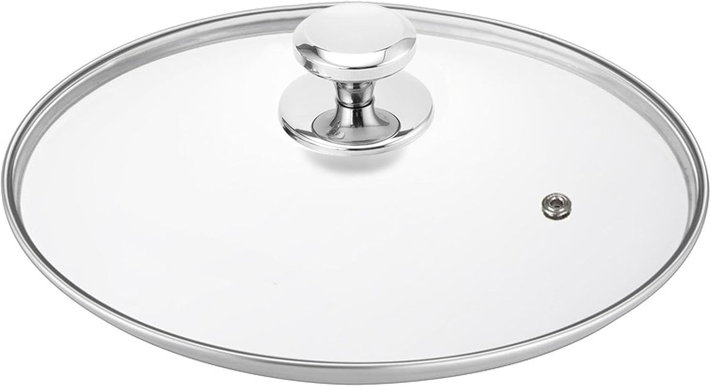 Glass Lid for 10.25 Inch Stainless Steel Cast Iron Skillets Frying Pans, 26cm Tempered Lids for Dutch Ovens, 10.25 In Pan Cover with Stainless Steel Rim for Stock Pots, Dishwasher Safe