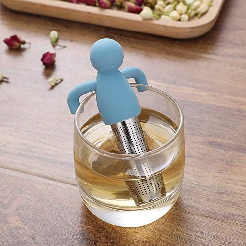 Leden Tea Infuser Cute Tea Strainer for Loose Tea Fine Mesh Stainless Steel Tea Ball Steeper & Diffuser with Silicone Lid for Tea Cup & Mug, with Cleaning Brush Blue
