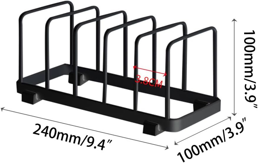 2 Pack Plate Home Accented Storage Rack, Plate Holders Organizer, Metal Dish Storage Dying Display Rack for Cabinet, Counter and Cupboard, Black