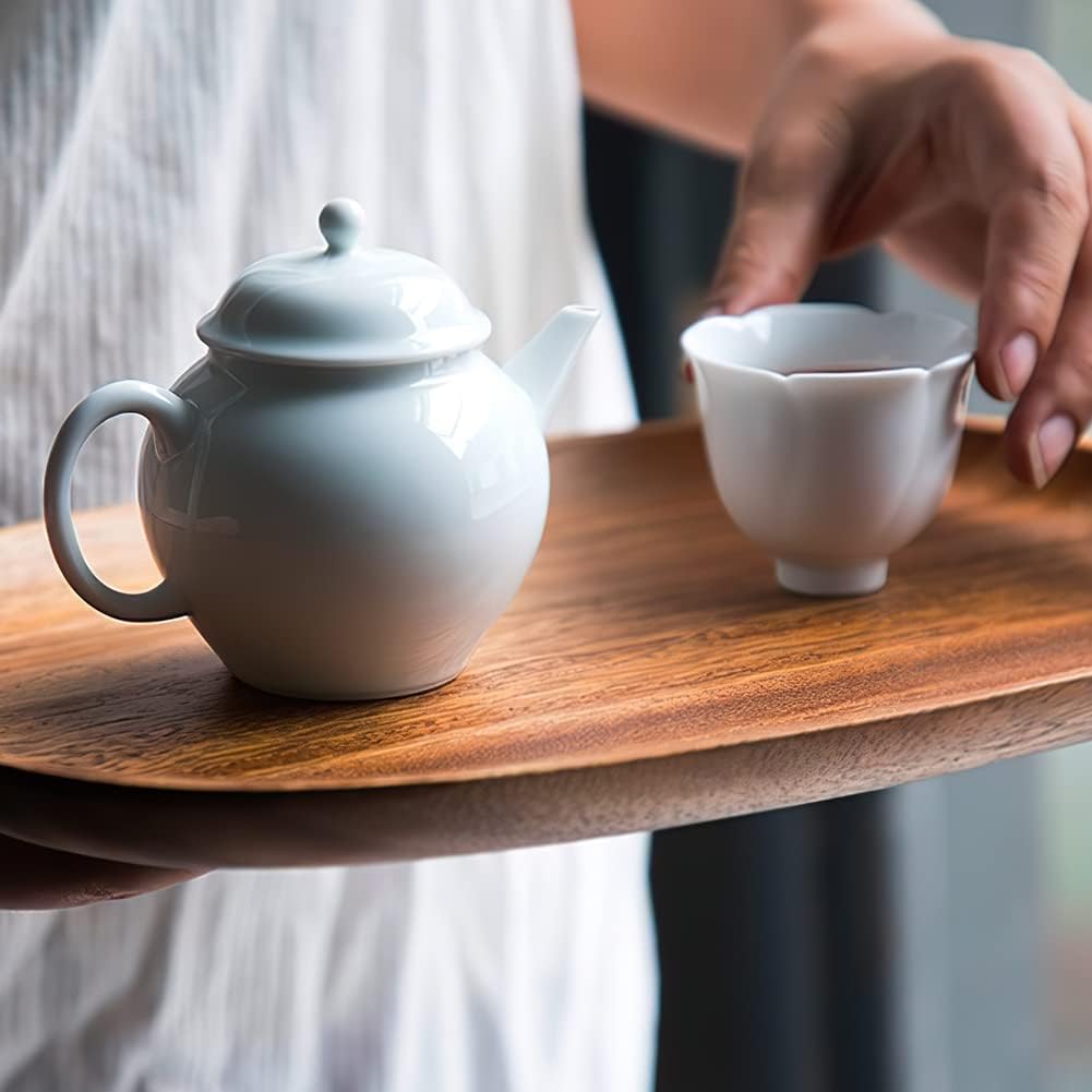 AOOSY Wood Serving Tray, Wooden Serving Platters Set for Serving Food, Fruit, Vegetable, Meat Breakfast Lunch Dinner in Bed Decorative Bread Plates Party Wood Serving Board, Set of 4