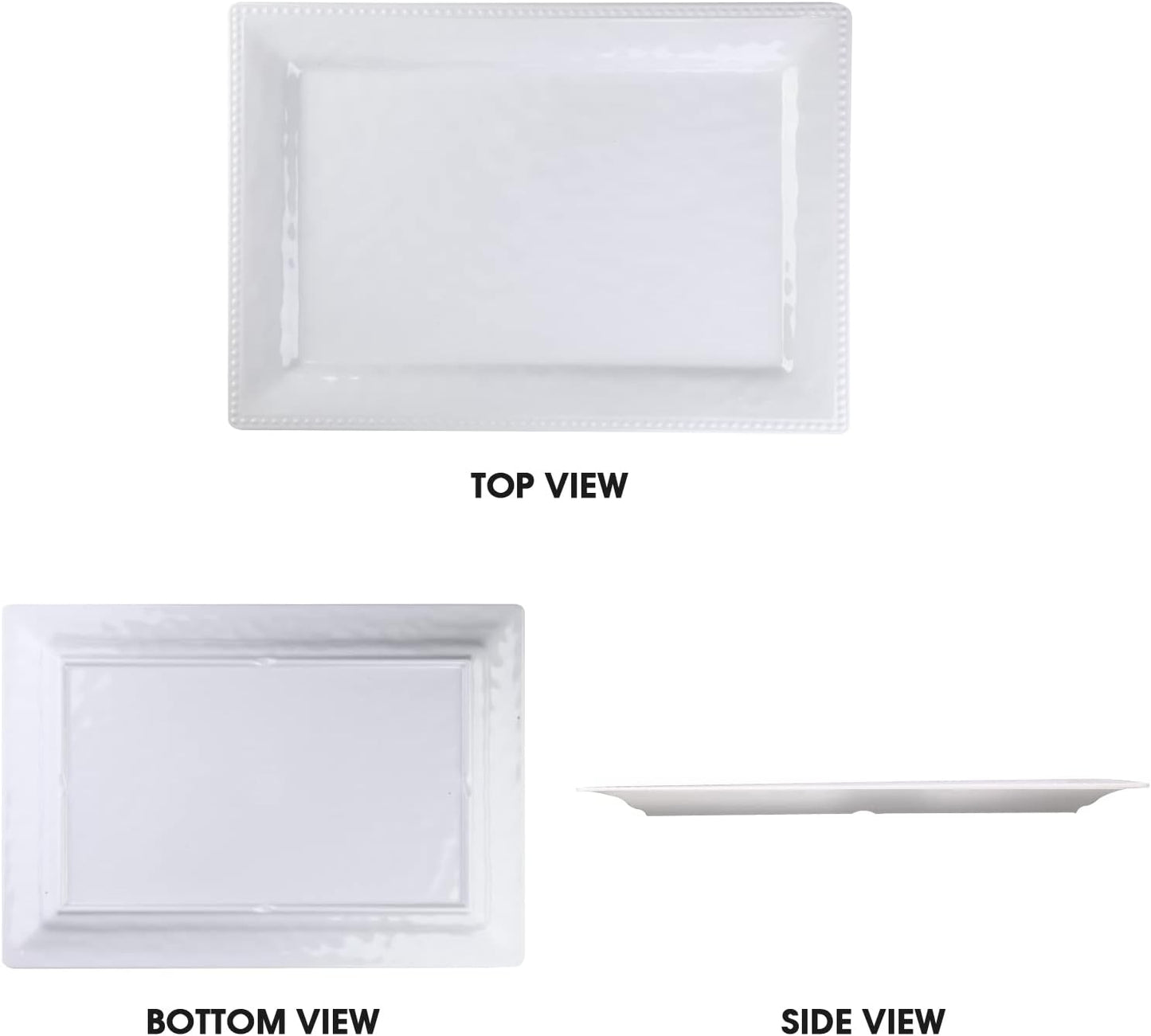 Embossed effectSet of 2 melamine rectangular serving trays/platters - White (2)